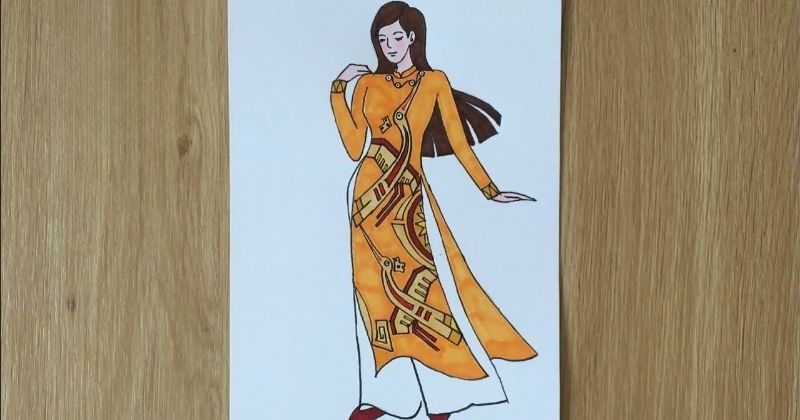 Vẽ áo dài họa tiết dân tộc: 7 Ý tưởng độc đáo & Hướng dẫn chi tiết 2 vẽ áo dài họa tiết Trống đồng Đông Sơn